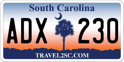 SC license plate ADX230