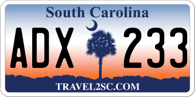 SC license plate ADX233