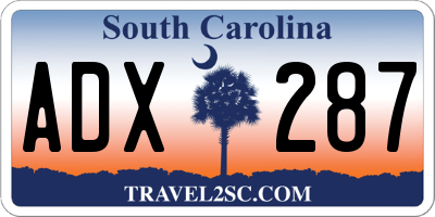 SC license plate ADX287