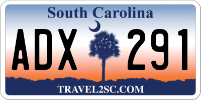 SC license plate ADX291
