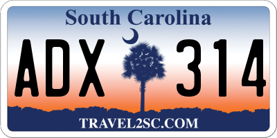 SC license plate ADX314
