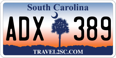SC license plate ADX389