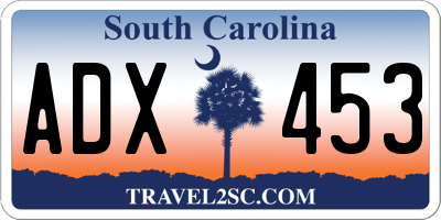 SC license plate ADX453