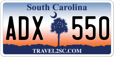 SC license plate ADX550