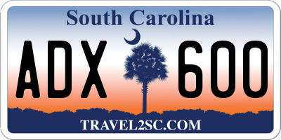 SC license plate ADX600