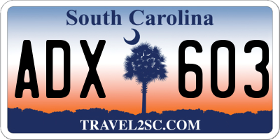 SC license plate ADX603