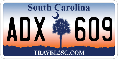SC license plate ADX609