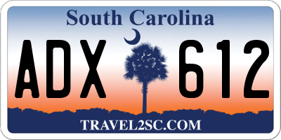 SC license plate ADX612
