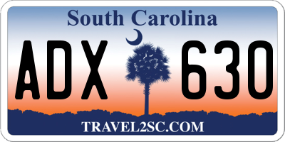 SC license plate ADX630