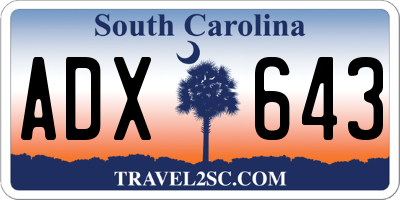 SC license plate ADX643