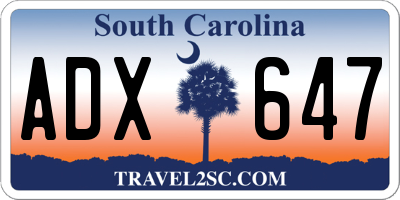 SC license plate ADX647