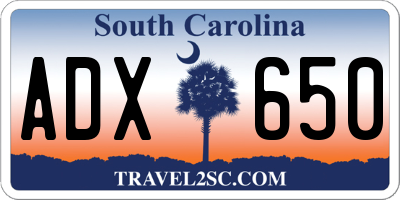 SC license plate ADX650