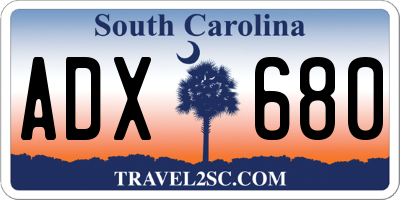 SC license plate ADX680