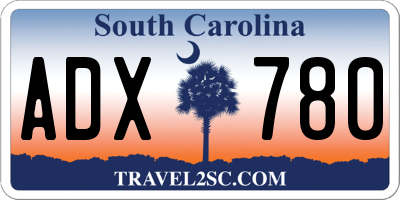 SC license plate ADX780
