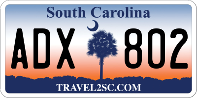 SC license plate ADX802