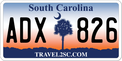 SC license plate ADX826