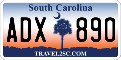 SC license plate ADX890