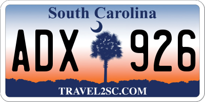 SC license plate ADX926