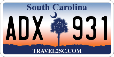 SC license plate ADX931