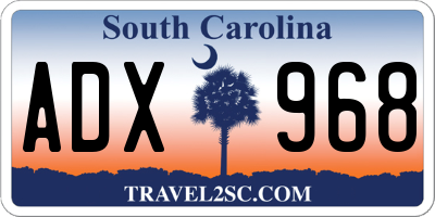 SC license plate ADX968