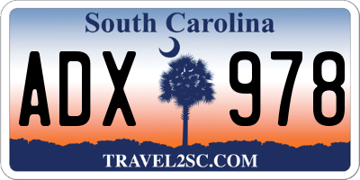 SC license plate ADX978