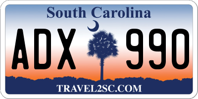 SC license plate ADX990