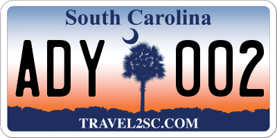SC license plate ADY002
