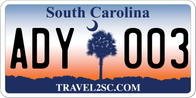 SC license plate ADY003
