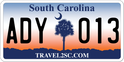 SC license plate ADY013