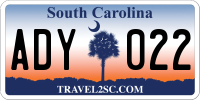 SC license plate ADY022