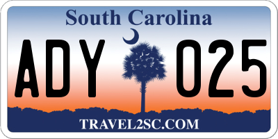 SC license plate ADY025