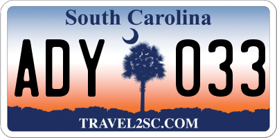SC license plate ADY033