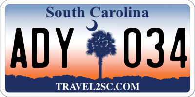 SC license plate ADY034