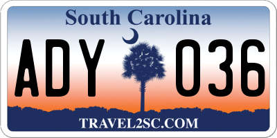 SC license plate ADY036