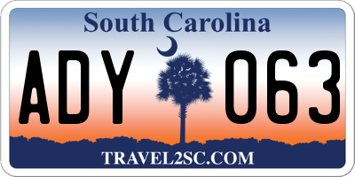SC license plate ADY063