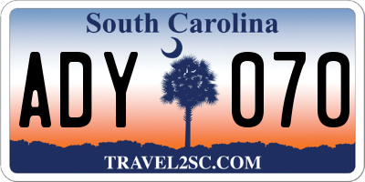SC license plate ADY070