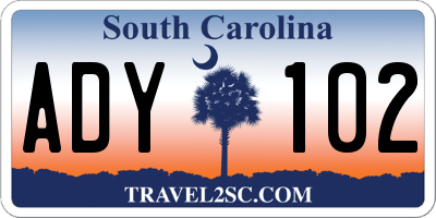 SC license plate ADY102
