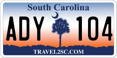 SC license plate ADY104