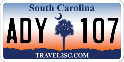 SC license plate ADY107