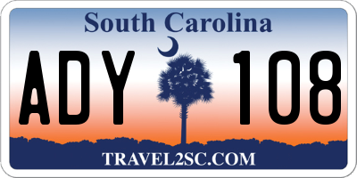 SC license plate ADY108