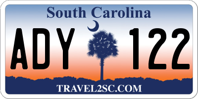 SC license plate ADY122