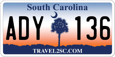 SC license plate ADY136
