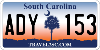 SC license plate ADY153