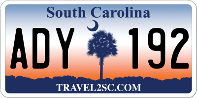 SC license plate ADY192