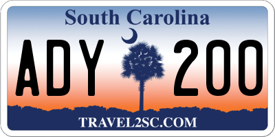 SC license plate ADY200