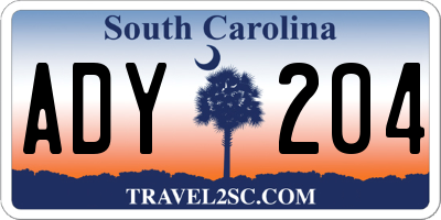 SC license plate ADY204