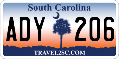 SC license plate ADY206