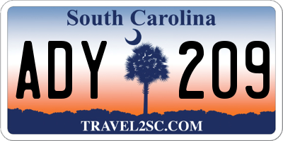 SC license plate ADY209