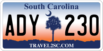 SC license plate ADY230