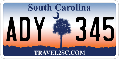 SC license plate ADY345